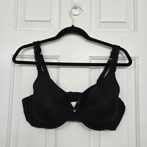 Natori black Pure Luxe Underwire T-Shirt Bra adjustable straps size 38D lace